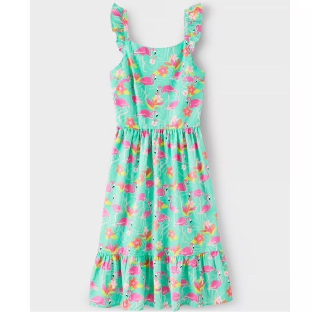 Gymboree Flamingo Ruffle Dress Tropical Dress in Women's Size Medium